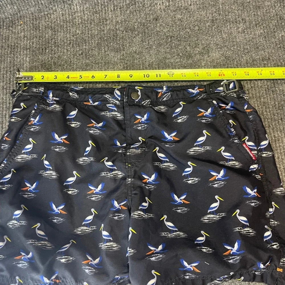 Superdry Pelican Print Swim Shorts Mens L Navy Blue Excellent Mesh‎ Lined Trunks
